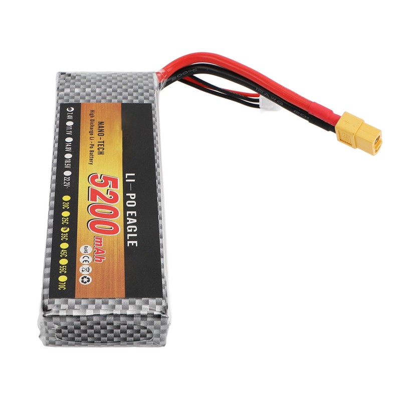RC Lipo Battery 5200mAh 7.4V XT60 35C 2S Portable Remote