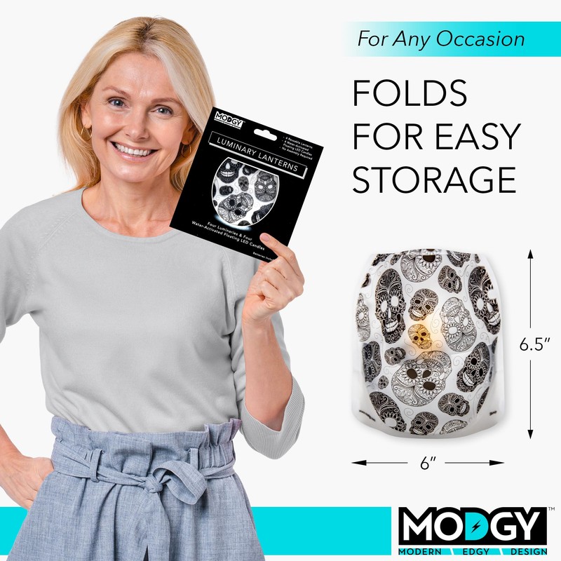 MODGY Luminary Lanterns, Halloween Candle Holders with Flameless Floating LED