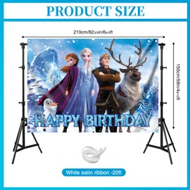 Large Winter Princess Banner, Happy Birthday Banner, Birthday Backdrop for Outside Inside Photo Booth