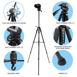 Ultimaxx’s Tripod Bundle Includes: 75” Tripod, 72” Monopod, 12” Gripster and Pistol Grip for Nikon D500 D750 D850 D7500 D7200 D7100 D7000 D810 D800 D5500 D5300 D5200 D5100 D3300 D3200 D3100 and More