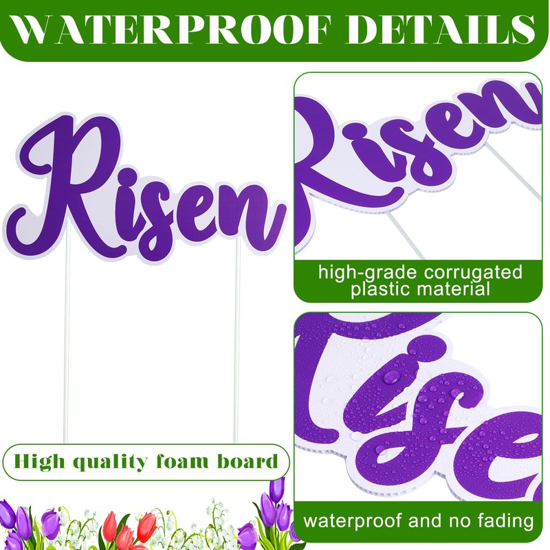 6 Pieces Happy Easter He Is Risen Yard Sign Decorations