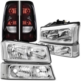 Headlight Assembly Tail Lights Combo Set For 2003 2004 2005 2006 Chevy Silverado 1500 2500 3500& HD Models/for 2007 Chevy Silverado Classic Headlamp Rear Replacement Smoke Tail Brake Lamps Assembly