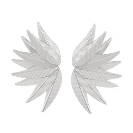 Gold Statement Earrings Large Geometric Metal Leaf Drop Dangle Earrings Bohemian Leaf Earrings Trendy Gold Sectored Geometric Earrings for Women (Silver)