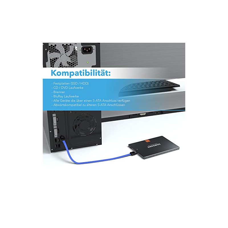 JAMEGA 3 x 50 cm SATA III Cable, S-ATA 3