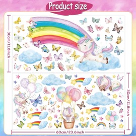 Glow in The Dark Stars for Ceiling Unicorn Wall Stickers Unicorn Rainbow Butterfly Wall Decals Luminous Unicorn Stars Ceiling Stickers for Girls Baby Kids Bedroom Living Nursery Room Blue