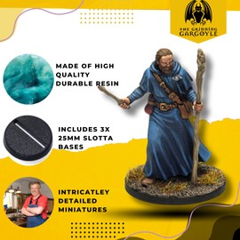 Grinning Gargoyle - DND Miniatures Wizards 4 Pack - 28mm Resin Tabletop Fantasy RPG Miniatures - Paintable Player Character Fantasy Figures with Amazing Detail - DnD Minis (Wizard)