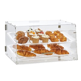 VEVOR VEVOR Pastry Display Case, 2-Tier Commercial Countertop Bakery Display Case, Acrylic Display Box with Rear Door Access & Removable Shelves, Keep Fresh for Donut Bagels Cake Cookie, 20.7"x13.2"x11.9"