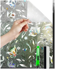 HONLONE Frosted Window Film Rainbow Window Film Privacy Window Film See Out Not In Window Sun Blocker