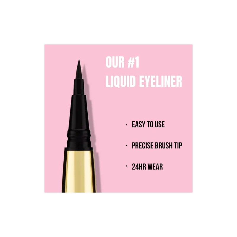 Rouge & Rogue Waterproof Liquid Eyeliner – Ultra-Black, Smudge-Proof, Long-Lasting,