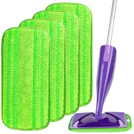AIDEA AIDEA Microfibre Reusable Mop Refill Pads Compatible with Flash Powermop,Machine Washable Floor Mop Pad Refills, Mop Head Replacements for Multi Surface Wet & Dry Cleaning, 4 Pack