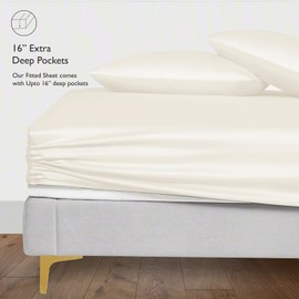 LINENWALAS Spannbettlaken aus 100 % Eukalyptus-Seide, luxuriöses Tencel-Lyocell-Spannbetttuch, kühlendes tiefes Spannbetttuch, weicher als ägyptische Baumwolle, natürliche, antiallergische