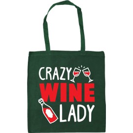 Hippowarehouse Crazy Wine Lady Tote Shopping Gym Beach Bag 42cm x38cm, 10 litres