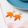 Red Maple Leaf Pearl Dangle Earrings Thanksgiving Christmas Drop Dnagle