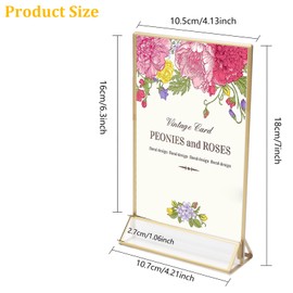 Minnhua Pack of 6 Acrylic Picture Frames Gold, Double-Sided Card Stand, Place Card Holder, Wedding Table Numbers for Table Top, Restaurant Retail, Paper Holder, Picture Frame (Vertical Style)
