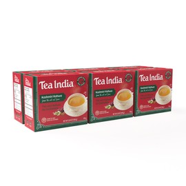 Tea India Kashmiri Kahwa Tea Premium Indian Chai Loose Leaf Tea with Natural Ingredients Spiced Green Tea Chai with real Cinnamon, Cardamom & Rose Petal 80 Individually Packed Round Tea Bags Pack of 6