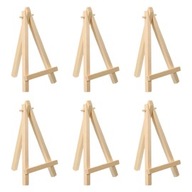 PATIKIL 5.9" Mini Wooden Easel Stand, 6 Pack Table Use Adjustable Triangle Holder for Displaying Photos, Card, Canvases, Wedding, Wood Color