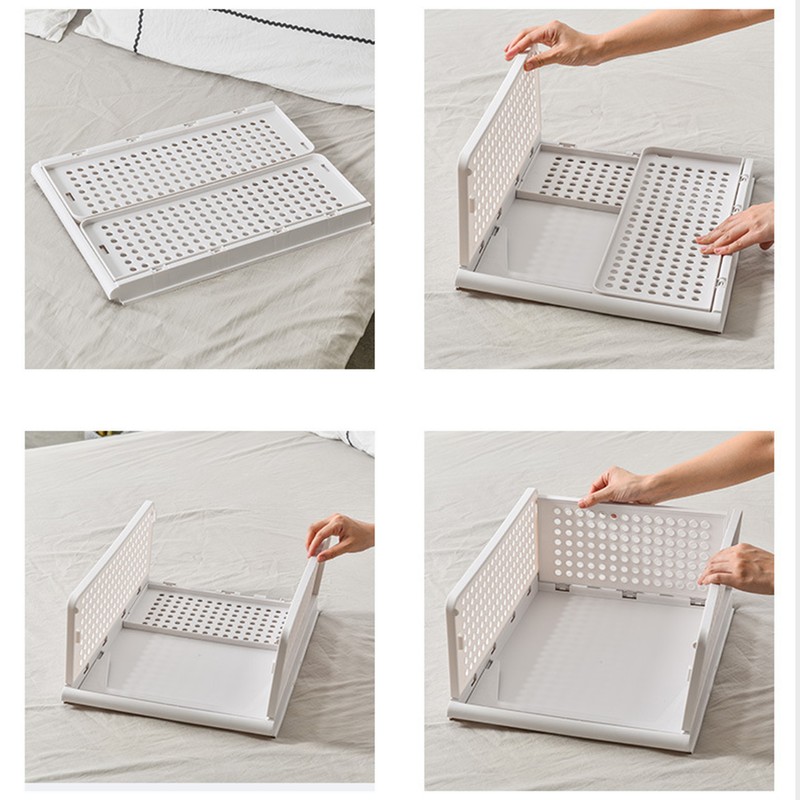 Stackable Storage Basket Plastic Large Open Drawer Wardrobe Cloth Container