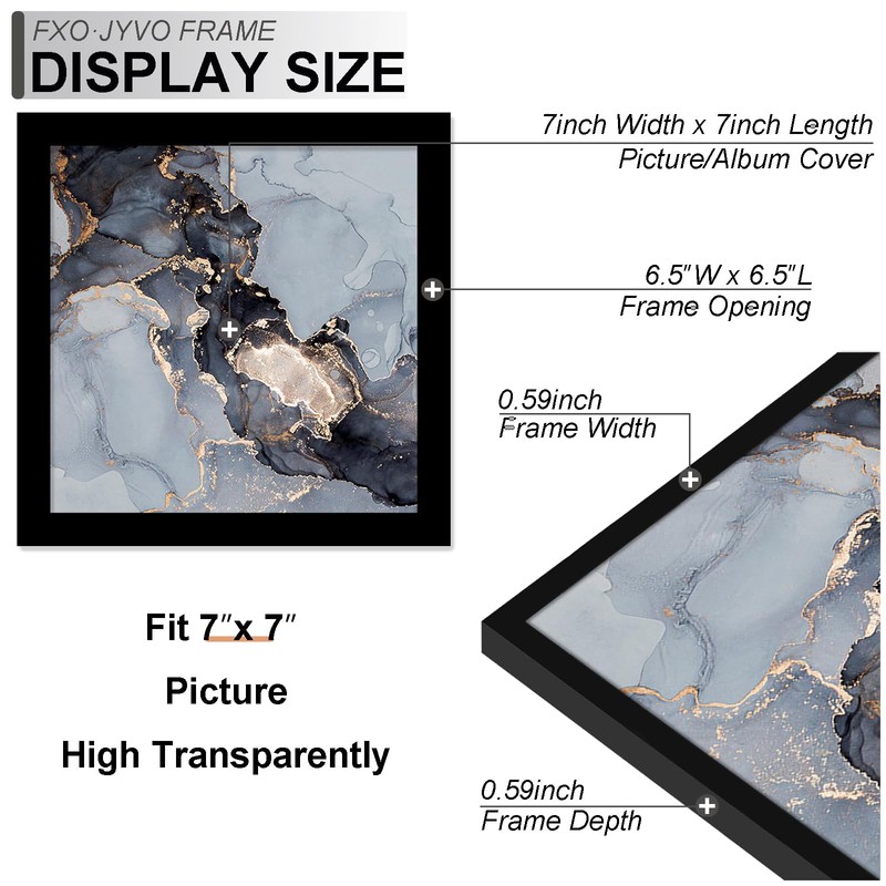 Fxojyvo 7x7 Frame, Black Picture Frame for 7 x 7