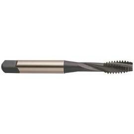 YG-1 D6 Series Premium HSS Slow Spiral Flute Tap, Hardslick Coated, Round Shank with Square End, Modified Bottoming Chamfer, 3/8"-16 Thread Size, H5 Tolerance