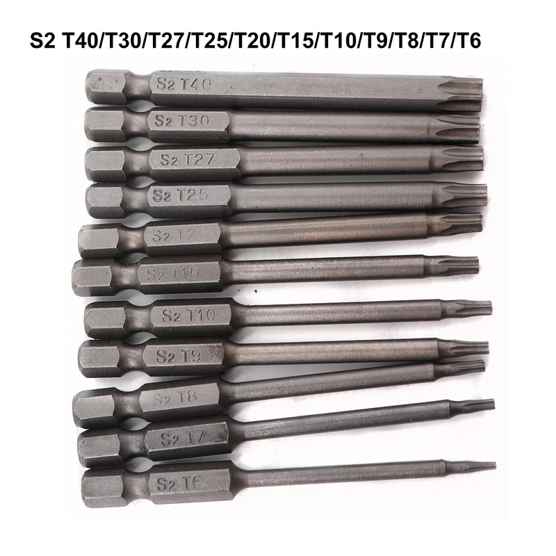 11pcs Torx Driver Set, 1/4 Inch Hex Shank, 75mm Long