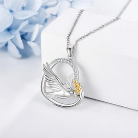 JERWLI Dove Necklace Sterling Silver S925 Peace Dove Pendant White Dove Necklaces Holy Spirit Jewelry For Women Female