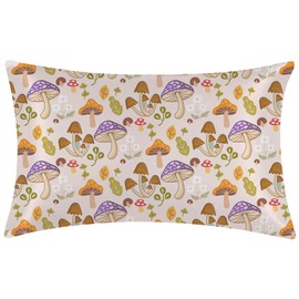 Mushroom and Floral Satin Pillow Case Silk Satin Pillowcase 1 Pack 20"X36"