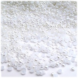 1,440pc Pearl Finish Half Dome Beads, Round, 3mm, Pearl White