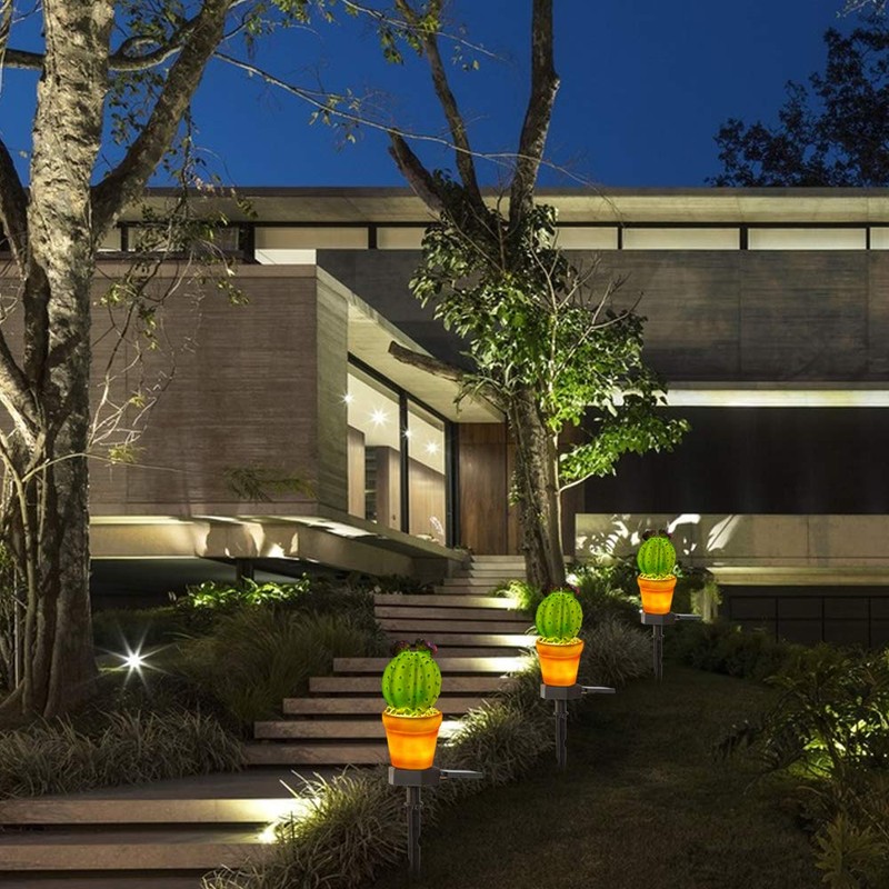 chislim Solar Lights Outdoor Decorative,Creative Cactus Pineapple Stake Waterproof Landscape