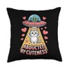 Abducted by Cuteness Alien Cat Humor Throw Pillow