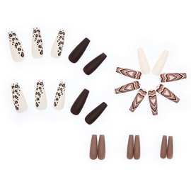 LYMCY Press on Nails French,Love Valentine's Day Nail Art Autumn Winter Fake Nails, Artificial Nails for Women and Girls -24 pcs