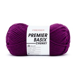 Premier Yarns Basix Chunky Yarn, Perfect for Crafting Quick Projects, Bulky Weight, Acrylic Yarn, Purple, 3.5 oz, 117 Yards