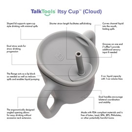 TalkTools ITSY Silicone Training Cup – Mini Straw Cup for Baby - Anti Leak, Spill Proof and BPA Free Cup with Straw Insertion for Kids (Cloud)