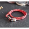 Tribal Steel Red Leather Bracelet for Women - Ladies Leather