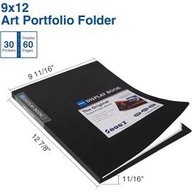Sooez 30-Pocket Binder with Plastic Sleeves 9x12, Heavy Duty Art Portfolio Folder with Clear Sheet Protectors, Display 60 Pages, Presentation Book for Artwork, Document Organizer Binder - 4 Pack