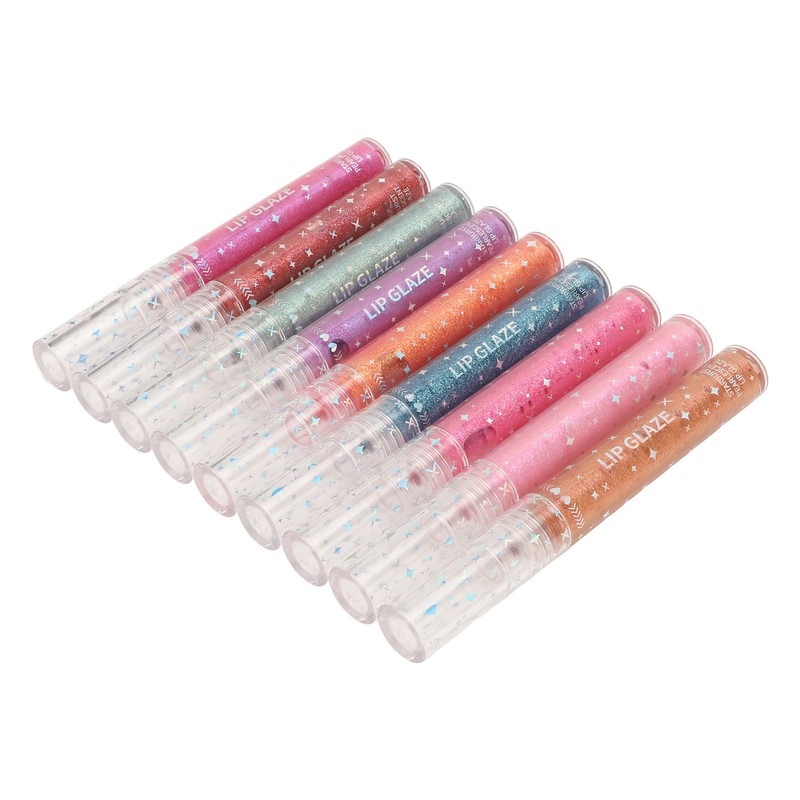 9pcs 0.1oz Women Girls Glitter Lip Gloss Set Moisturizing Lustrous