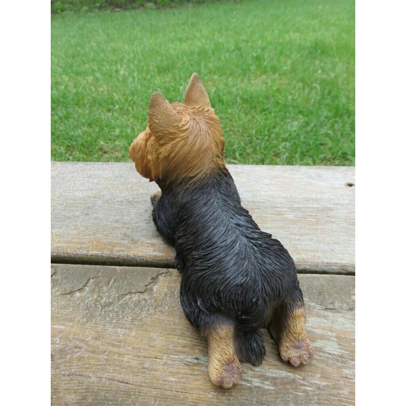 Realistic Yorkshire Terrier Puppy Dog Garden Statue Yorkie Sculpture Home