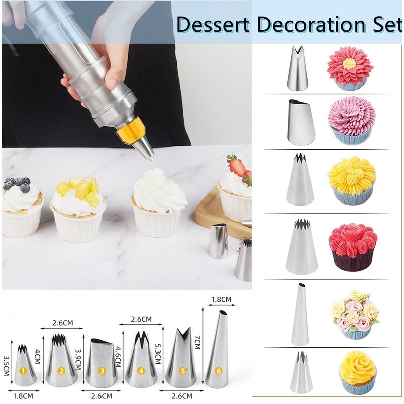 Dessert Decorating Syringe, Stainless Steel Dessert Syringe Kit Baking Tools,