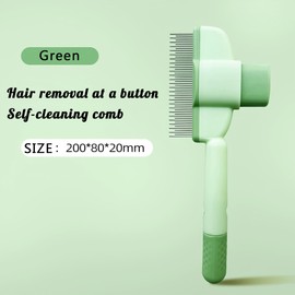 2025 Self-Cleaning Pet Hair Removal Comb & Flea Comb for Cats and Dogs Stainless Steel Grooming Brush with Release Button, De-Shedding Tool for Hair, Massaging Tangle-Free Pet Comb (Green)