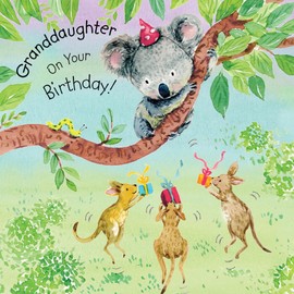 Twizler Happy Birthday Card For Granddaughter with Koala - Granddaughter Birthday Card – Childrens Birthday Card – Girls Birthday Card – Birthday Card For Granddaughter - Granddaughter Gifts