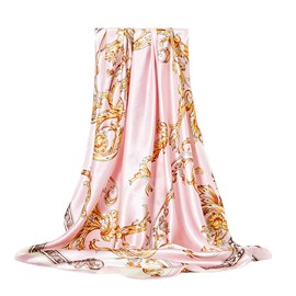 FAIRYGATE Square Scarves for Women Satin Large Square Head Scarf Silk Feeling Neck Scarves Hair Sleeping Wrap Lightweight Headscarf for Women 73023