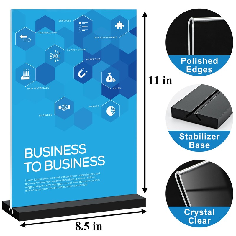 8.5 x 11 Acrylic Sign Holder - Vertical Double-Sided Table