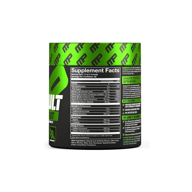 Musclepharm Pre-workout Assault C Creatina Y Beta A 30 Srv