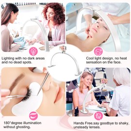 Uiopy Nail Half Moon Light - Professional White 29in Stable Moonlight with Phone Holder, 3 Light Colors 10 Brightness Adjustable for Salon & Home Manicure Station