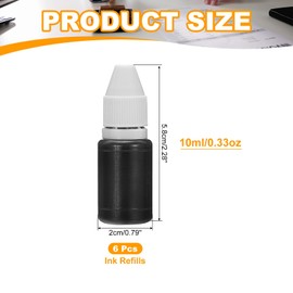 PATIKIL 0.33oz Refill Ink for Stamps and Ink Pads, 6Pcs 10ml Stamp Pad Ink Refill for Office Stamp Self Inking Stamp Date Stamp Scrapbooking, Black