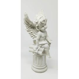 JRose Collections Praying Angel Cherub Sitting on Pillar Wings Baby Memorial Cherub Ornament 20cms High (JR-1481)