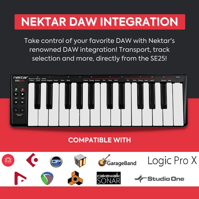 Nektar SE25 | USB MIDI Controller Keyboard with Nektar DAW
