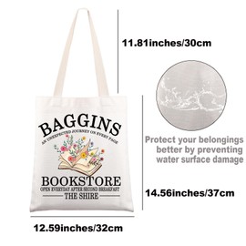 JNIAP Baggins Bookstore Tote Bag Lord Rings Inspired Gifts The Shire Gifts Baggins Bookstore Gifts, Baggins Bookstore Tb, Large