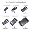 BOSWOAK Side Release Buckles Heavy Duty Plastic Buckle Clips Snaps
