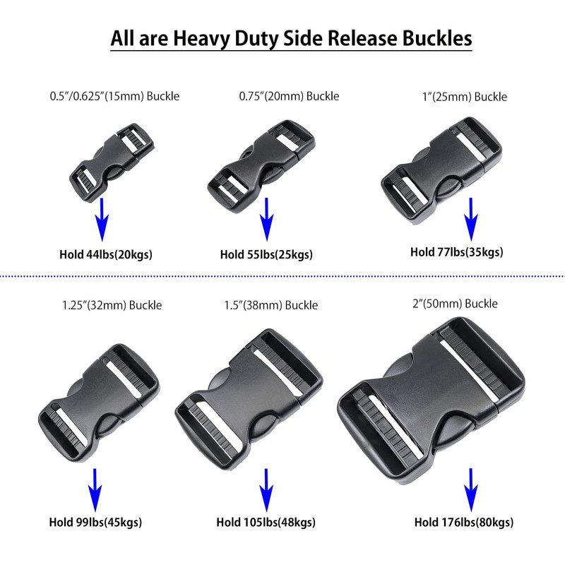 BOSWOAK Side Release Buckles Heavy Duty Plastic Buckle Clips Snaps