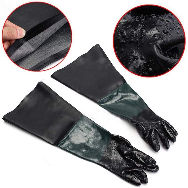 POFET 1 Pair Rubber Sandblasting Gloves, Safety Gloves for Work,60cm